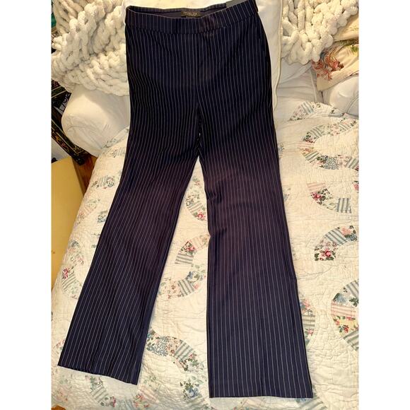 NWT RACHEL ZOE HI WAIST STRAIGHT LEG NAVY PINSTRIPE PANTS TROUSERS 4 - Picture 3 of 9